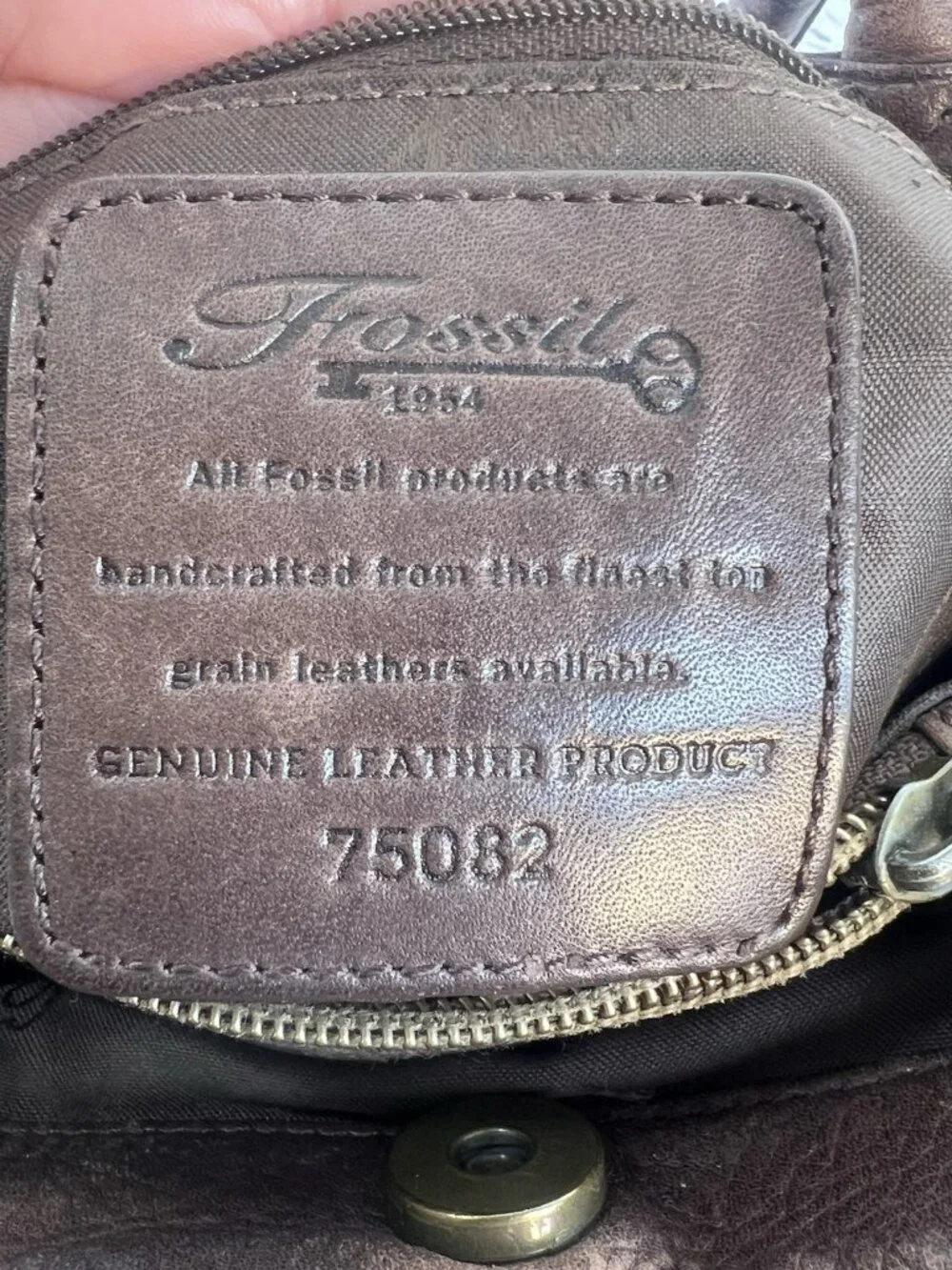 Vintage Fossil 1954 Pebbled Black Leather Crossbody Bag 75082